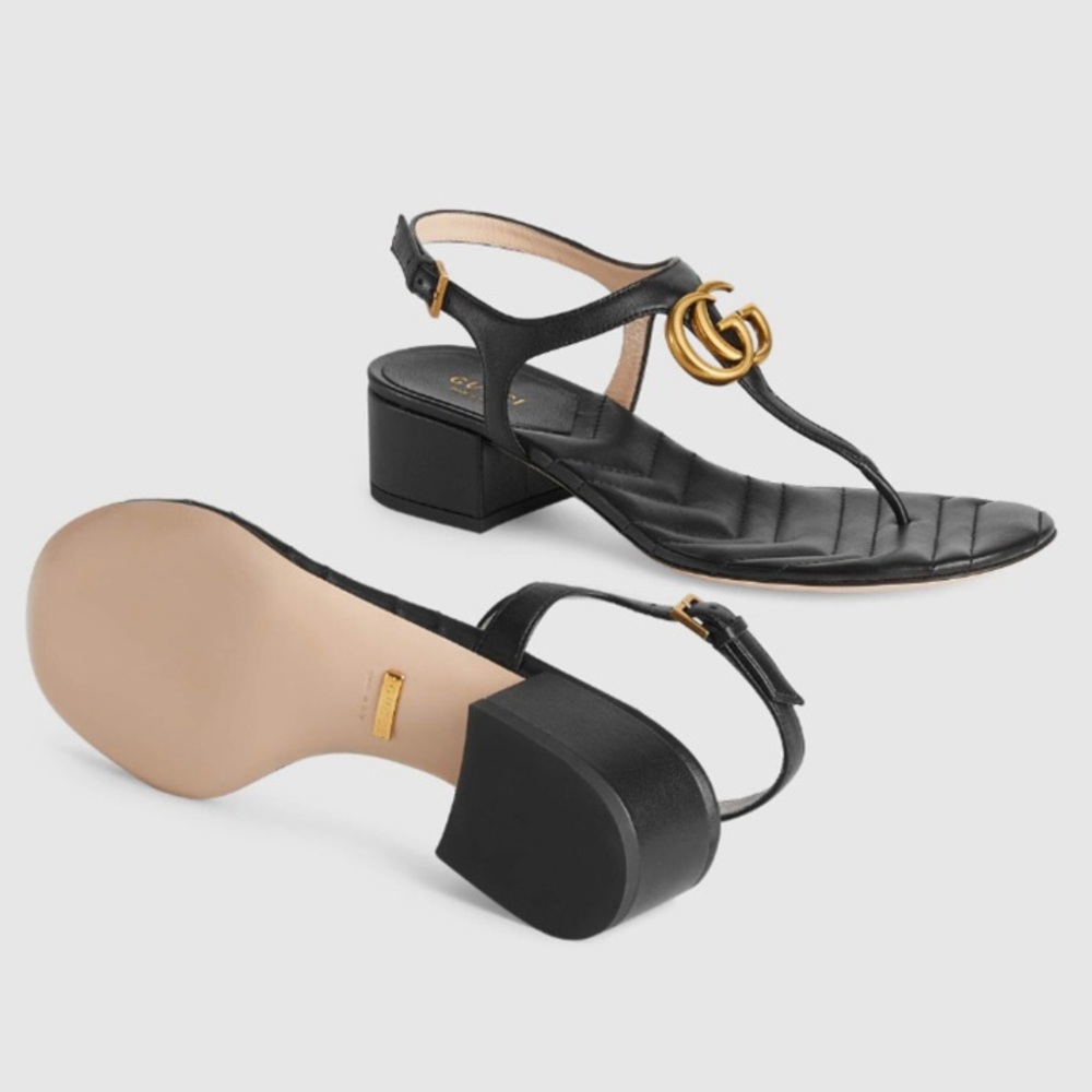 GUCCI Marmont GG logo leather thong sandals - Picture 5 of 5